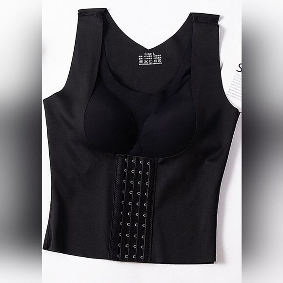 Basic Bae Scoop Neck Shapewear Tank Removable Paddings Black Corset Top - Picture 4 of 5